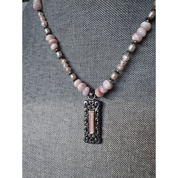Vintage Barse Sterling Silver Pink Beaded Necklace Pendant - Picture 4 of 7